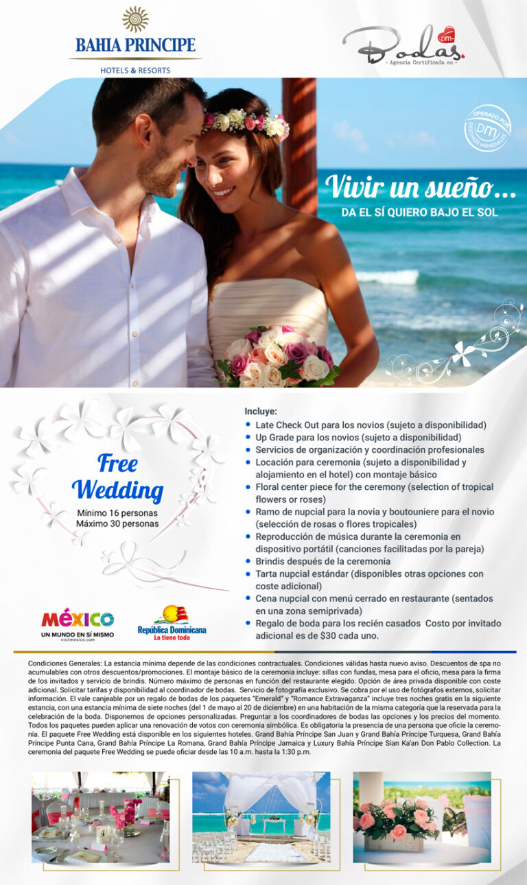 Paquetes de bodas en hoteles Bahia Principe