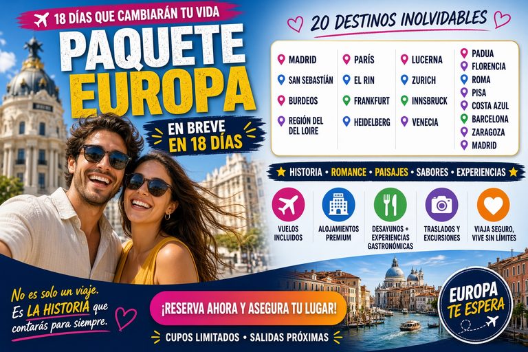 Paquete Europa en breve en 18 dias