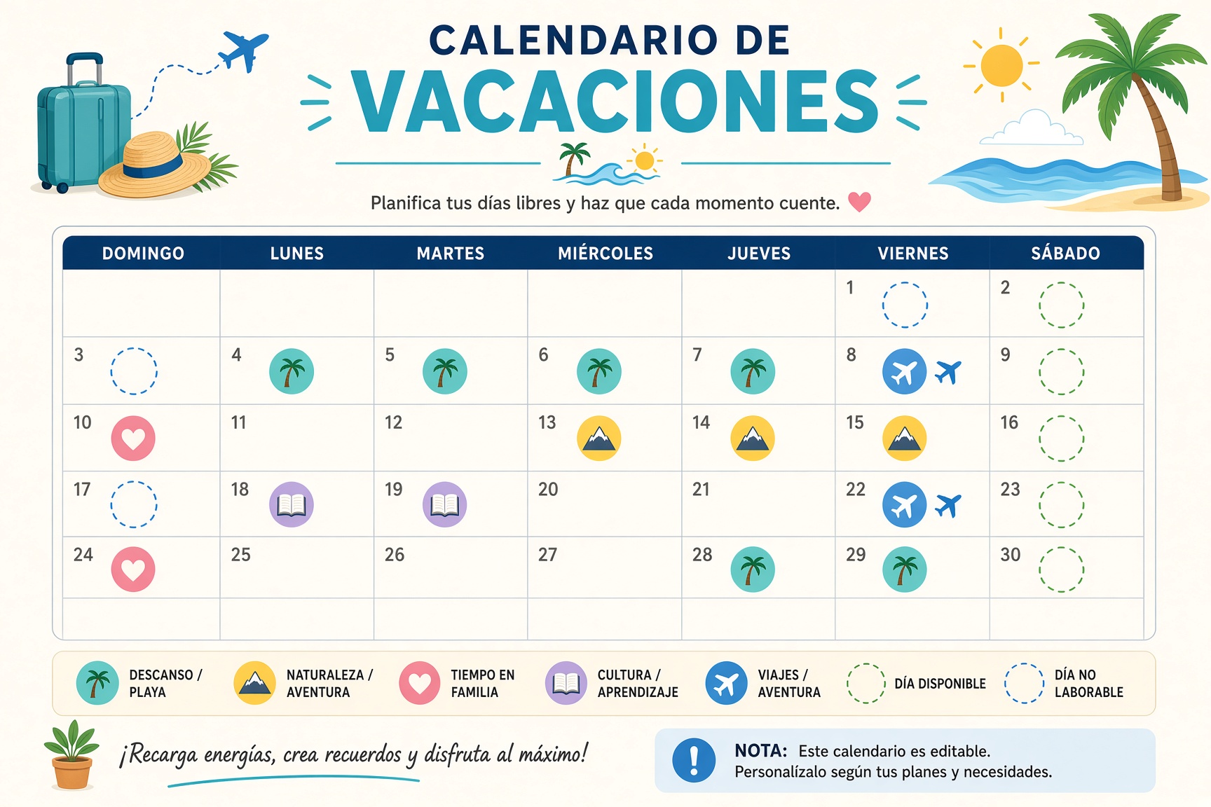 calendario de viajes