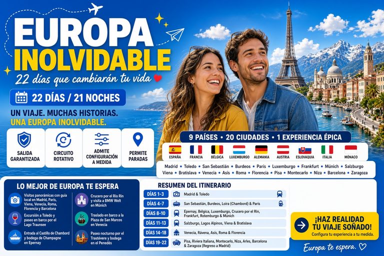Paquete Europa inolvidable en 22 dias