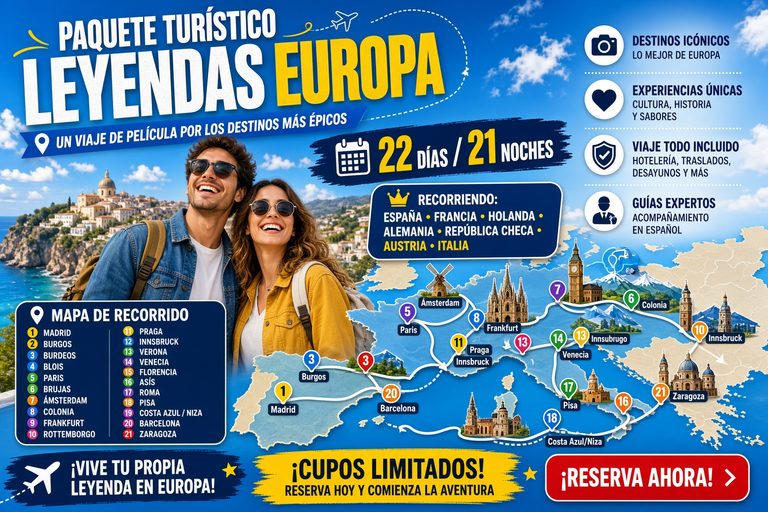 Paquetes Leyendas Europa en 22 dias