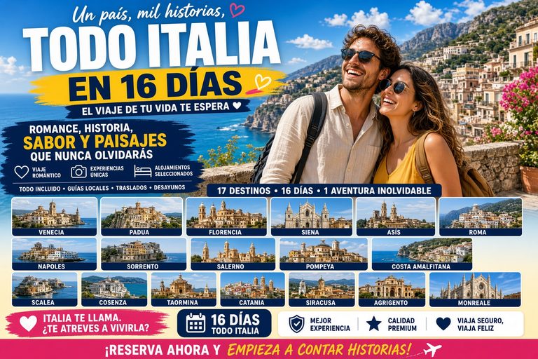 Paquete toda Italia en 16 dias