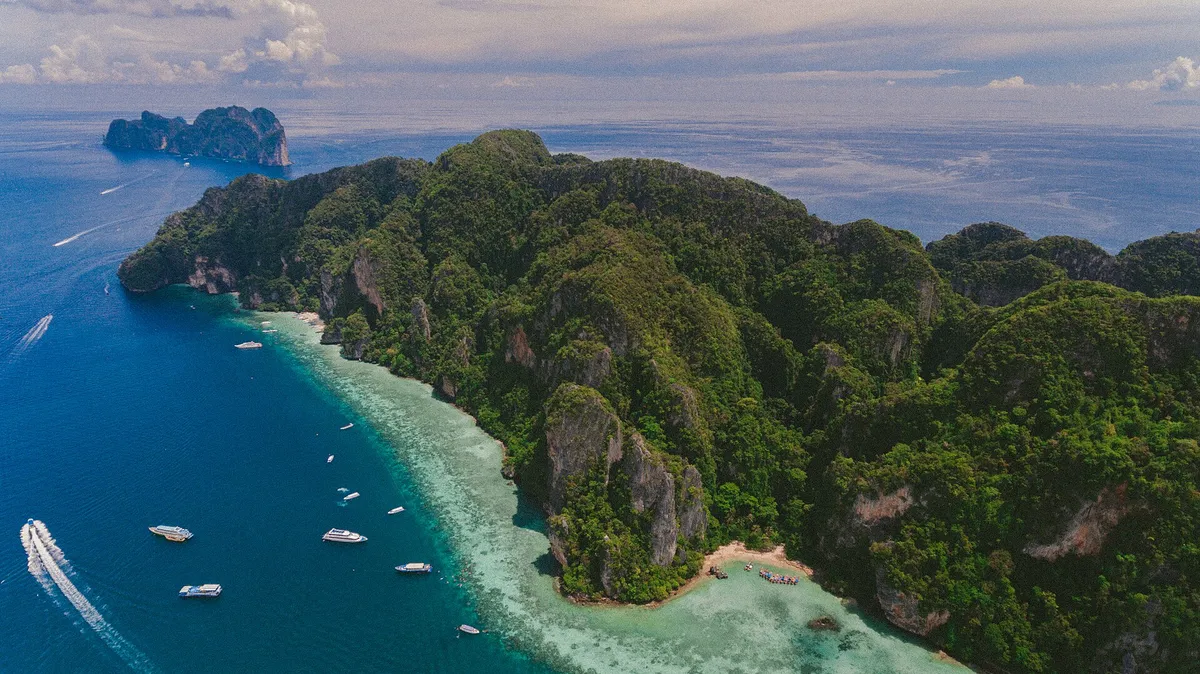 Vista aérea de la isla Phi Phi, Tailandia